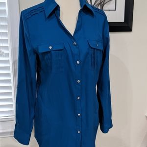 NWOT Blue Long Sleeve Button Up Blouse